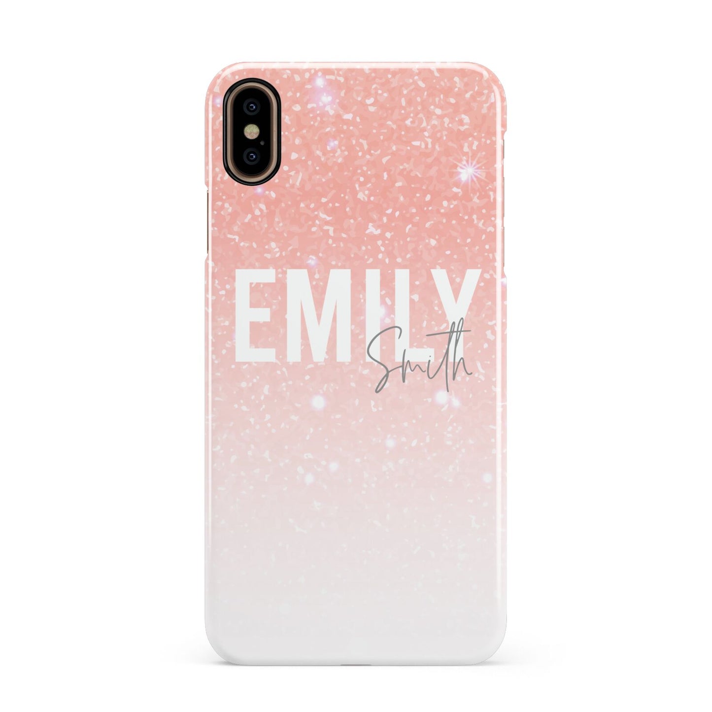 Personalised Pink Glitter Fade Text Apple iPhone Xs Max 3D Snap Case