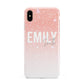 Personalised Pink Glitter Fade Text Apple iPhone Xs Max 3D Tough Case