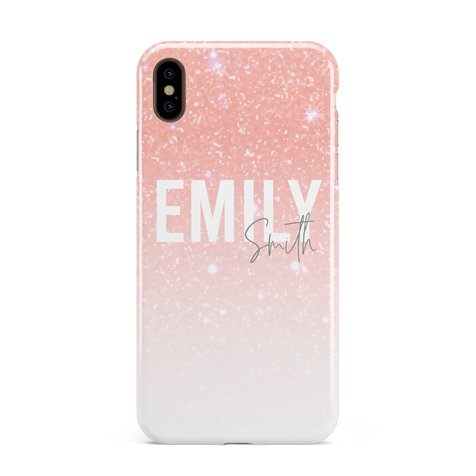 Personalised Pink Glitter Fade Text Apple iPhone Xs Max 3D Tough Case