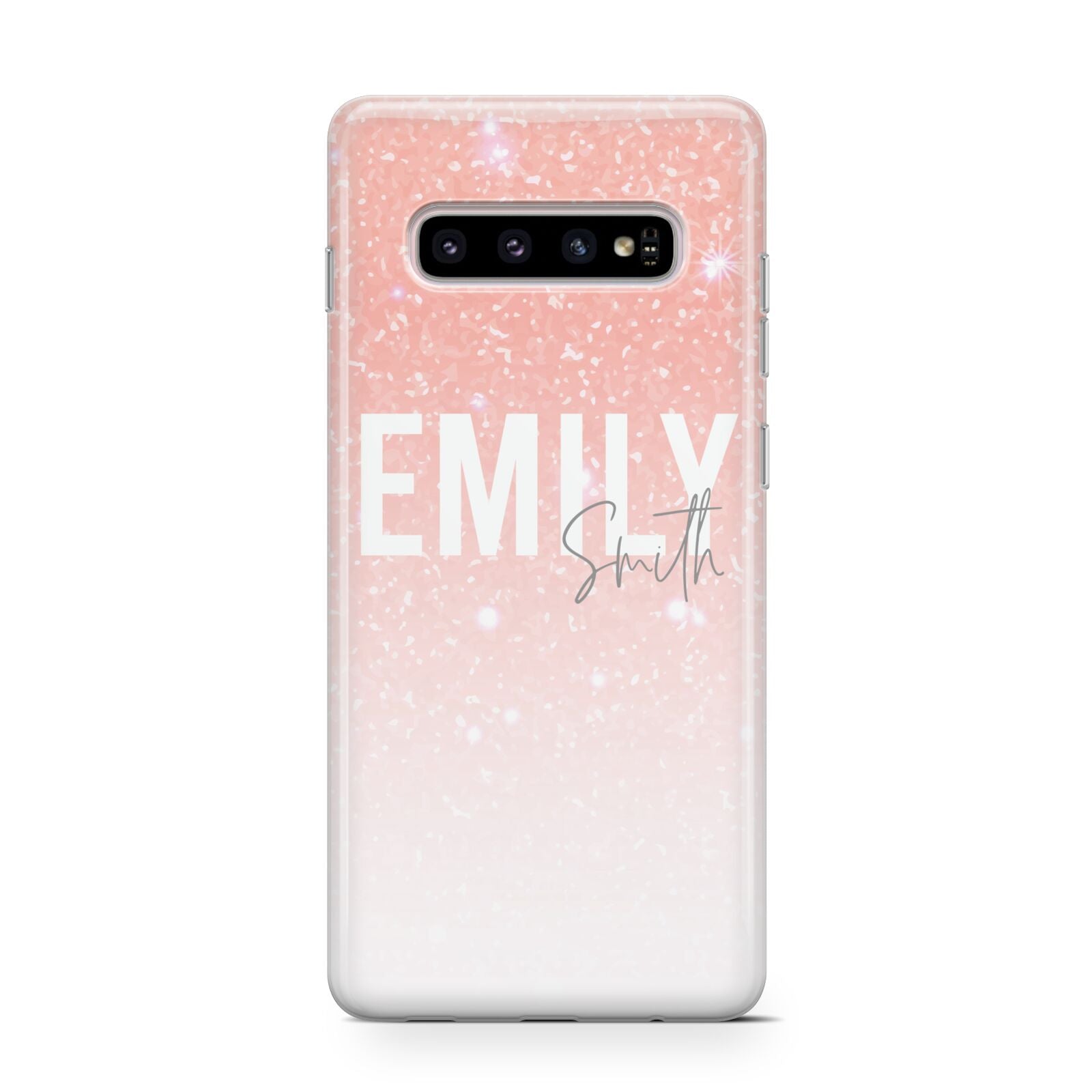 Personalised Pink Glitter Fade Text Protective Samsung Galaxy Case