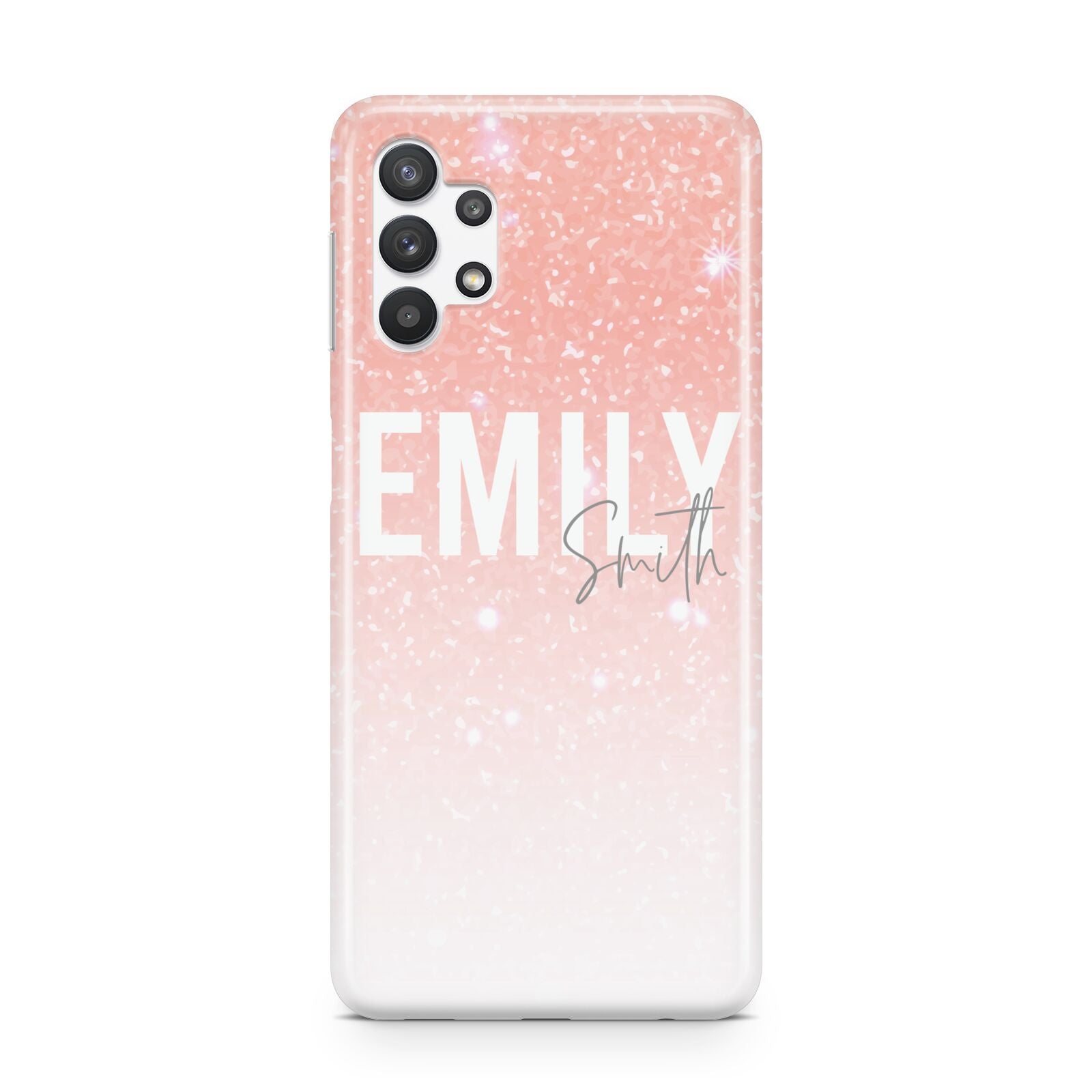 Personalised Pink Glitter Fade Text Samsung A32 5G Case