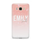 Personalised Pink Glitter Fade Text Samsung Galaxy J7 2016 Case on gold phone