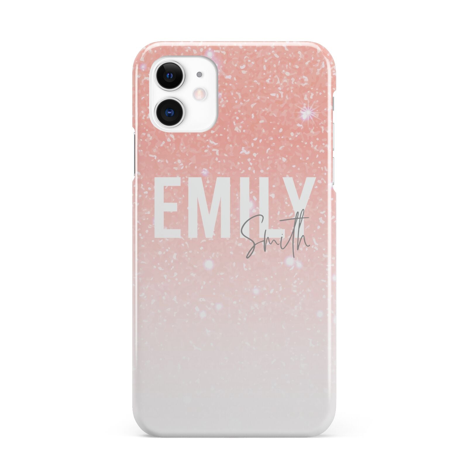Personalised Pink Glitter Fade Text iPhone 11 3D Snap Case