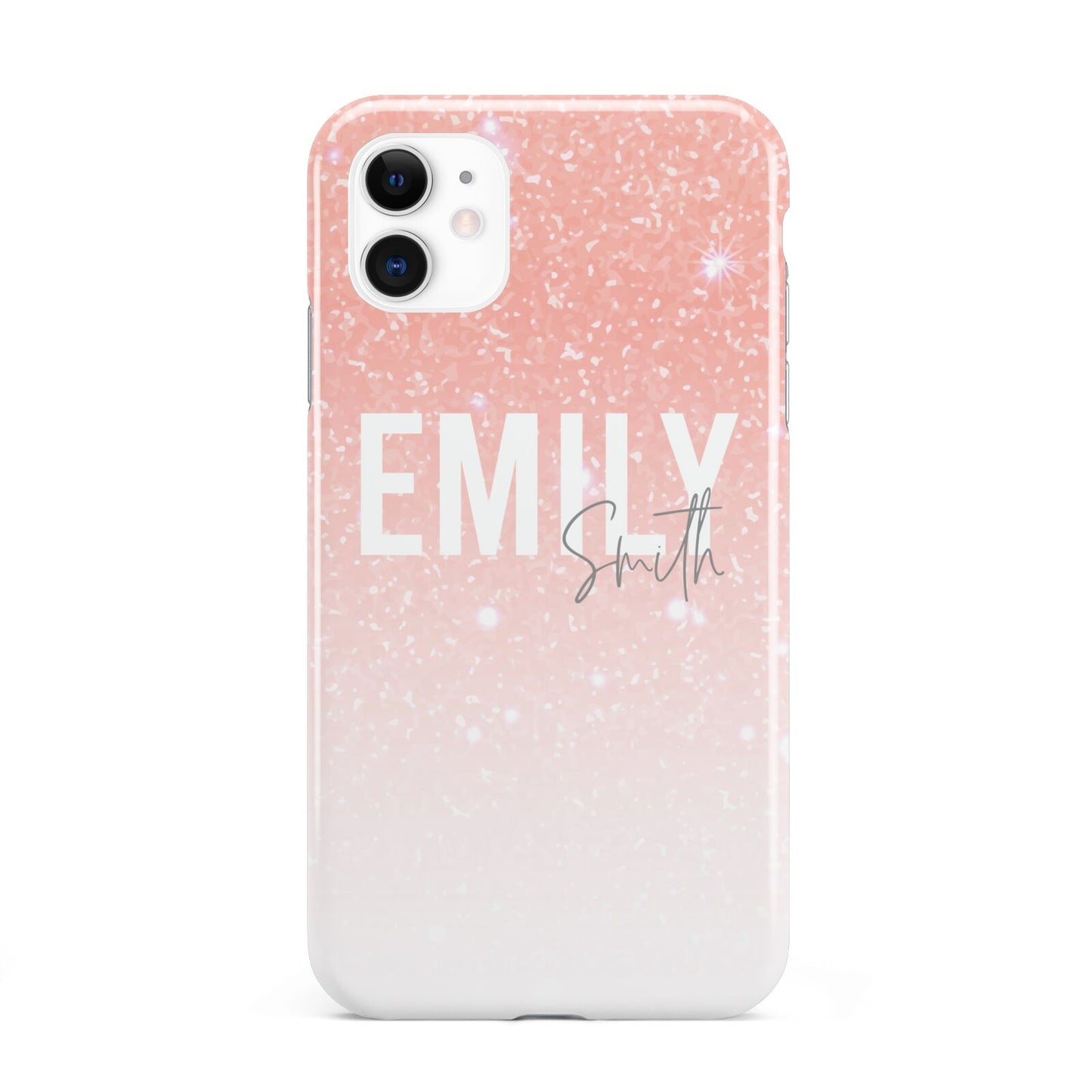 Personalised Pink Glitter Fade Text iPhone 11 3D Tough Case