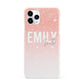 Personalised Pink Glitter Fade Text iPhone 11 Pro 3D Snap Case