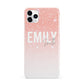 Personalised Pink Glitter Fade Text iPhone 11 Pro Max 3D Snap Case