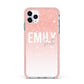 Personalised Pink Glitter Fade Text iPhone 11 Pro Max Impact Pink Edge Case