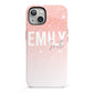 Personalised Pink Glitter Fade Text iPhone 13 Full Wrap 3D Tough Case
