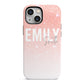 Personalised Pink Glitter Fade Text iPhone 13 Mini Full Wrap 3D Tough Case