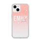 Personalised Pink Glitter Fade Text iPhone 14 Clear Tough Case Starlight