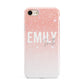 Personalised Pink Glitter Fade Text iPhone 8 3D Tough Case on Gold Phone