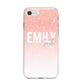 Personalised Pink Glitter Fade Text iPhone 8 Bumper Case on Silver iPhone