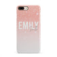 Personalised Pink Glitter Fade Text iPhone 8 Plus 3D Snap Case on Gold Phone