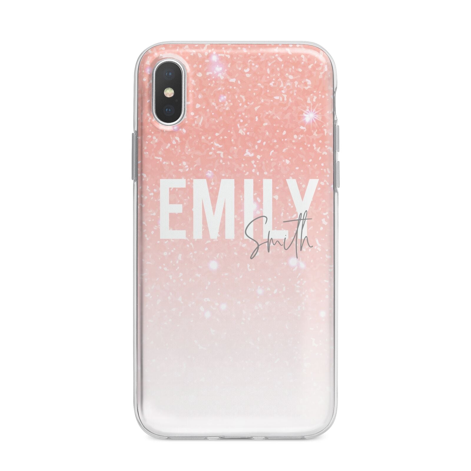 Personalised Pink Glitter Fade Text iPhone X Bumper Case on Silver iPhone Alternative Image 1