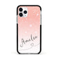 Personalised Pink Glitter Fade with Black Text Apple iPhone 11 Pro in Silver with Black Impact Case