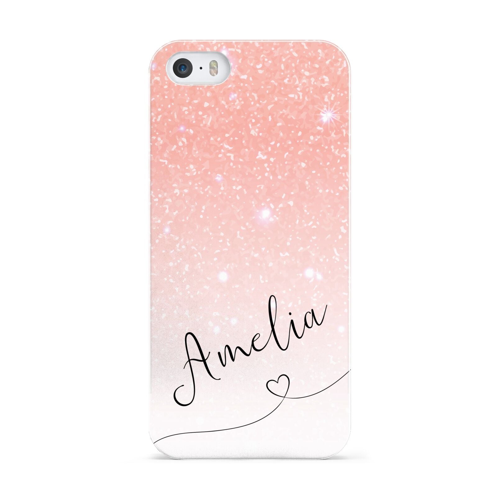Personalised Pink Glitter Fade with Black Text Apple iPhone 5 Case