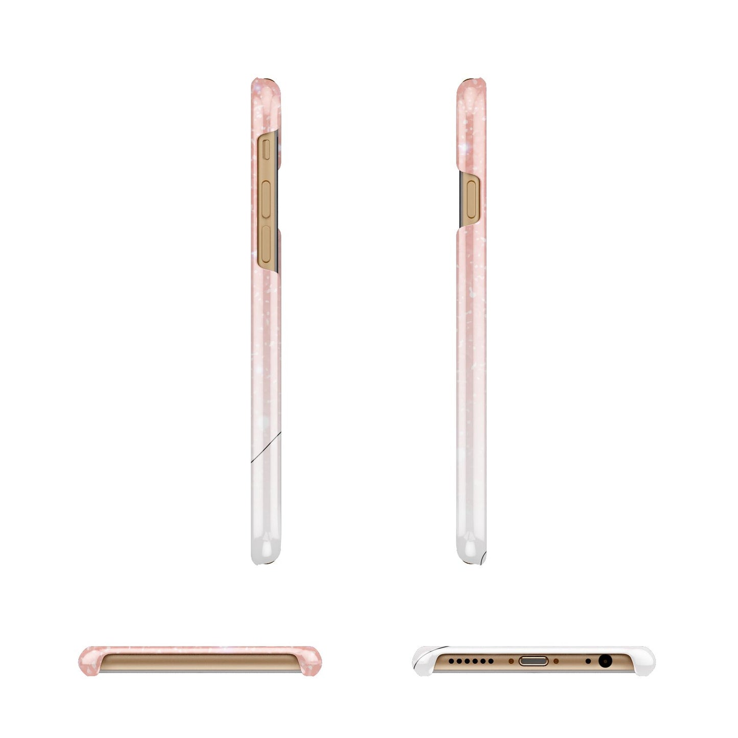 Personalised Pink Glitter Fade with Black Text Apple iPhone 6 3D Wrap Snap Case Angled Images