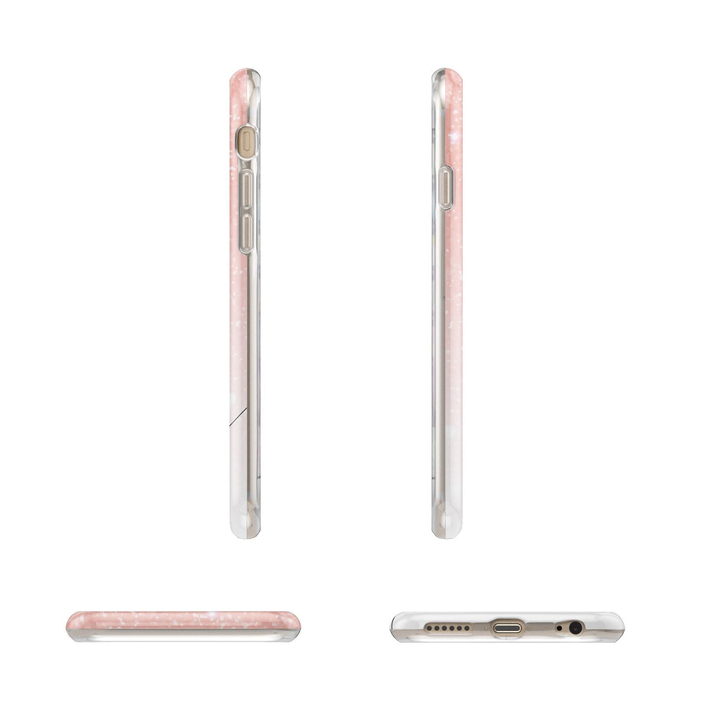 Personalised Pink Glitter Fade with Black Text Apple iPhone 6 3D Wrap Tough Case Alternative Image Angles