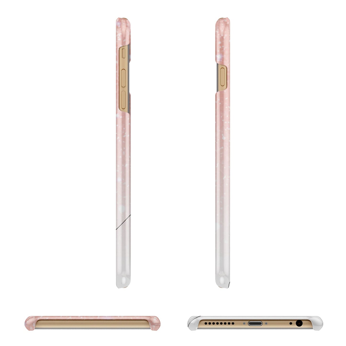 Personalised Pink Glitter Fade with Black Text Apple iPhone 6 Plus 3D Wrap Snap Case Angled Images