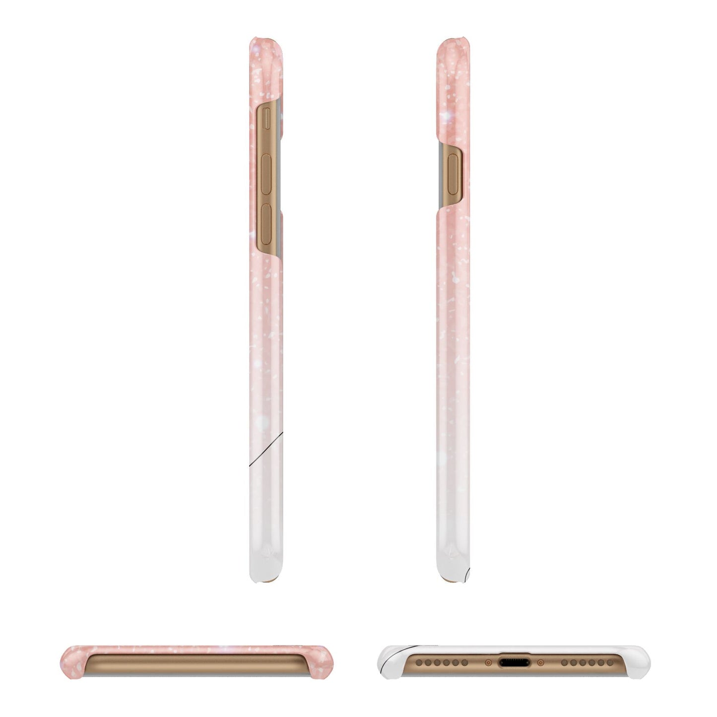 Personalised Pink Glitter Fade with Black Text Apple iPhone 7 8 3D Wrap Snap Case Angled Images