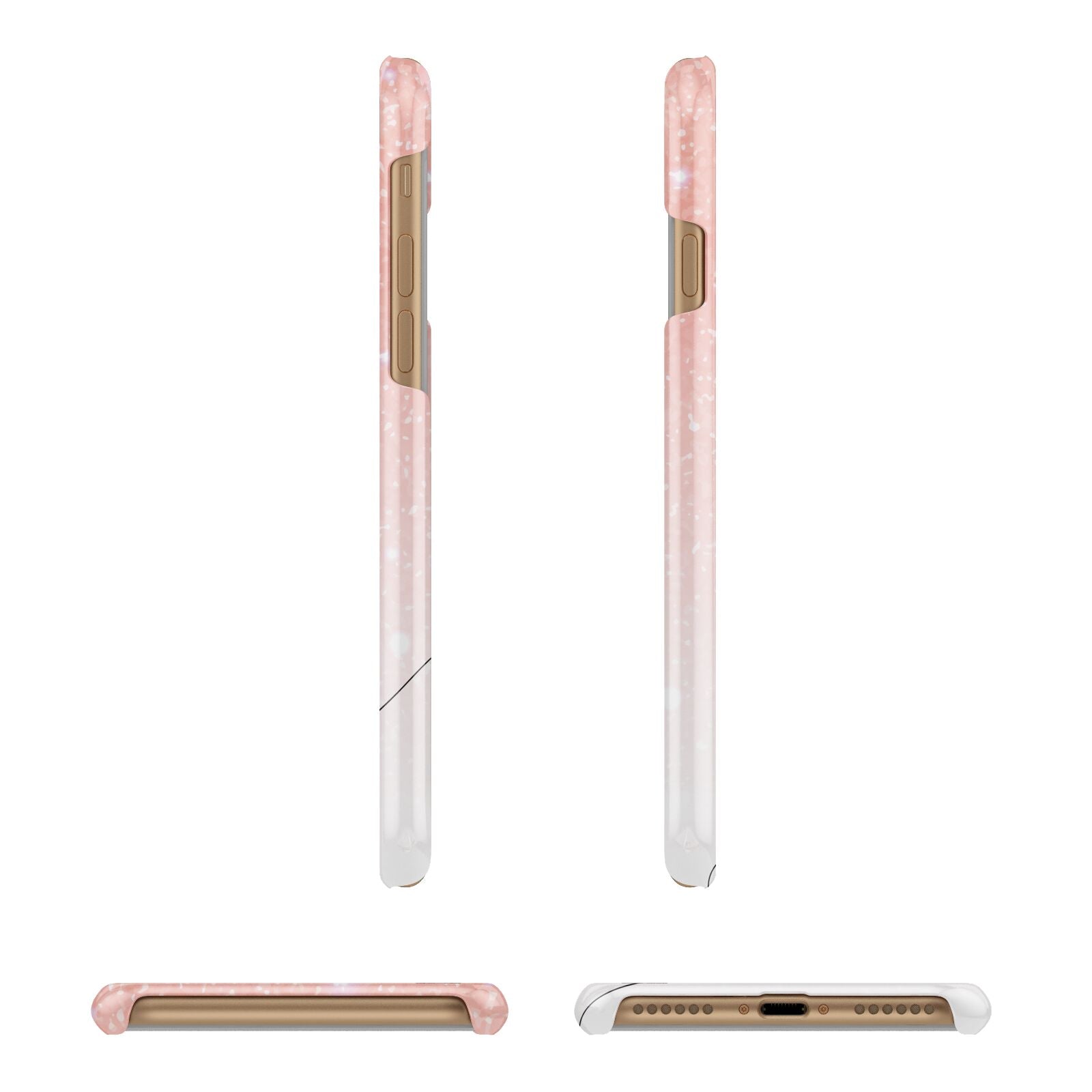 Personalised Pink Glitter Fade with Black Text Apple iPhone 7 8 3D Wrap Snap Case Angled Images