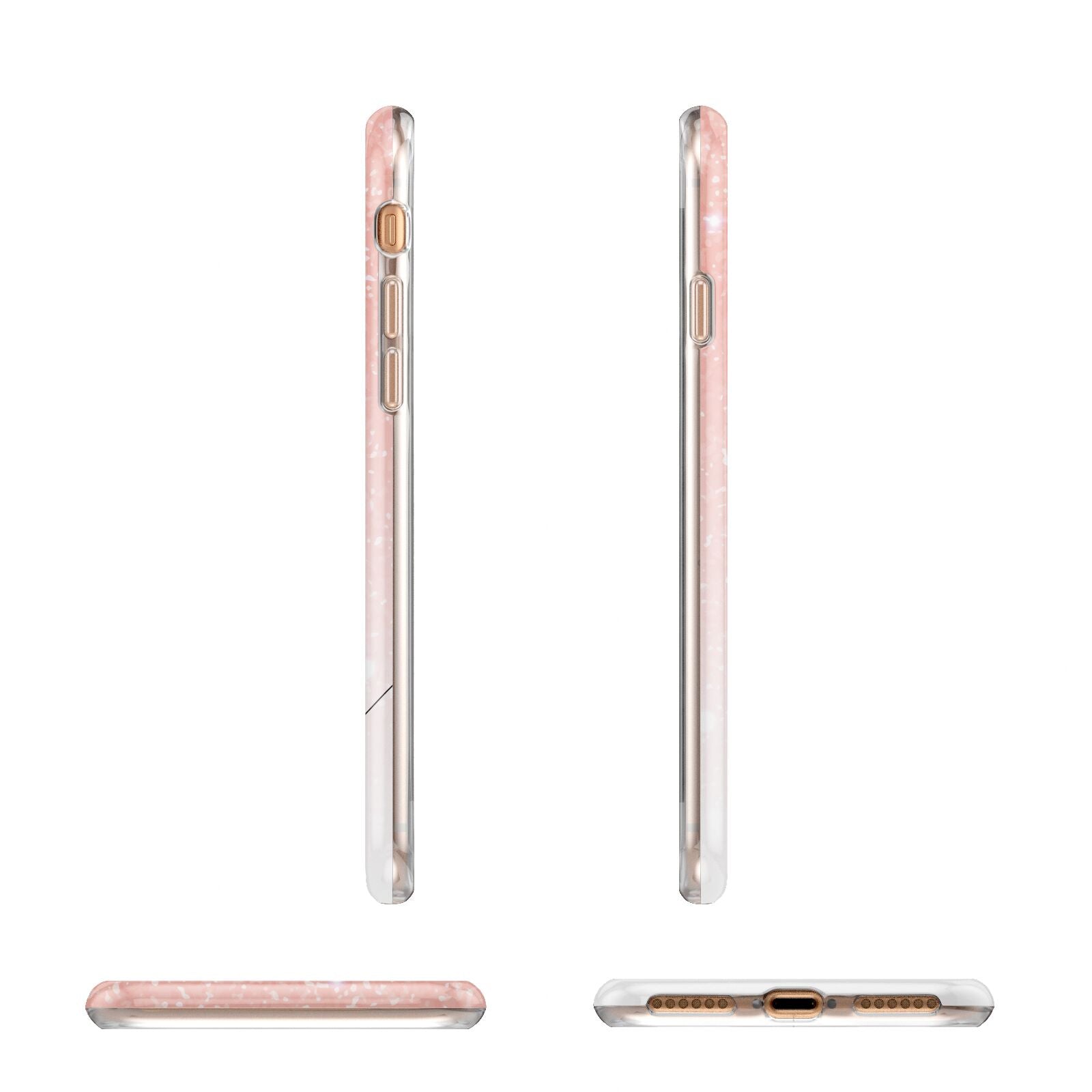 Personalised Pink Glitter Fade with Black Text Apple iPhone 7 8 3D Wrap Tough Case Alternative Image Angles