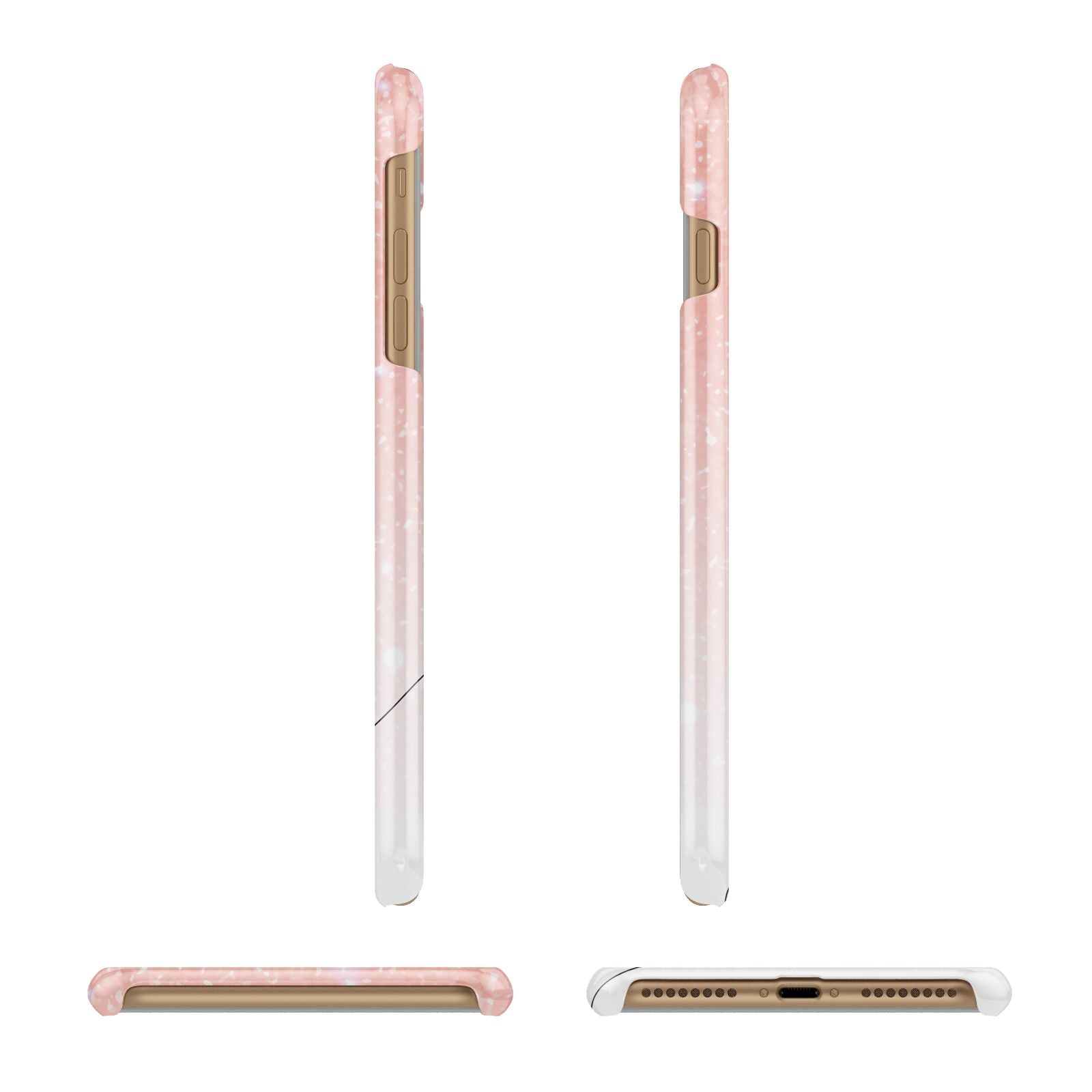 Personalised Pink Glitter Fade with Black Text Apple iPhone 7 Plus 3D Wrap Snap Case Angled Images