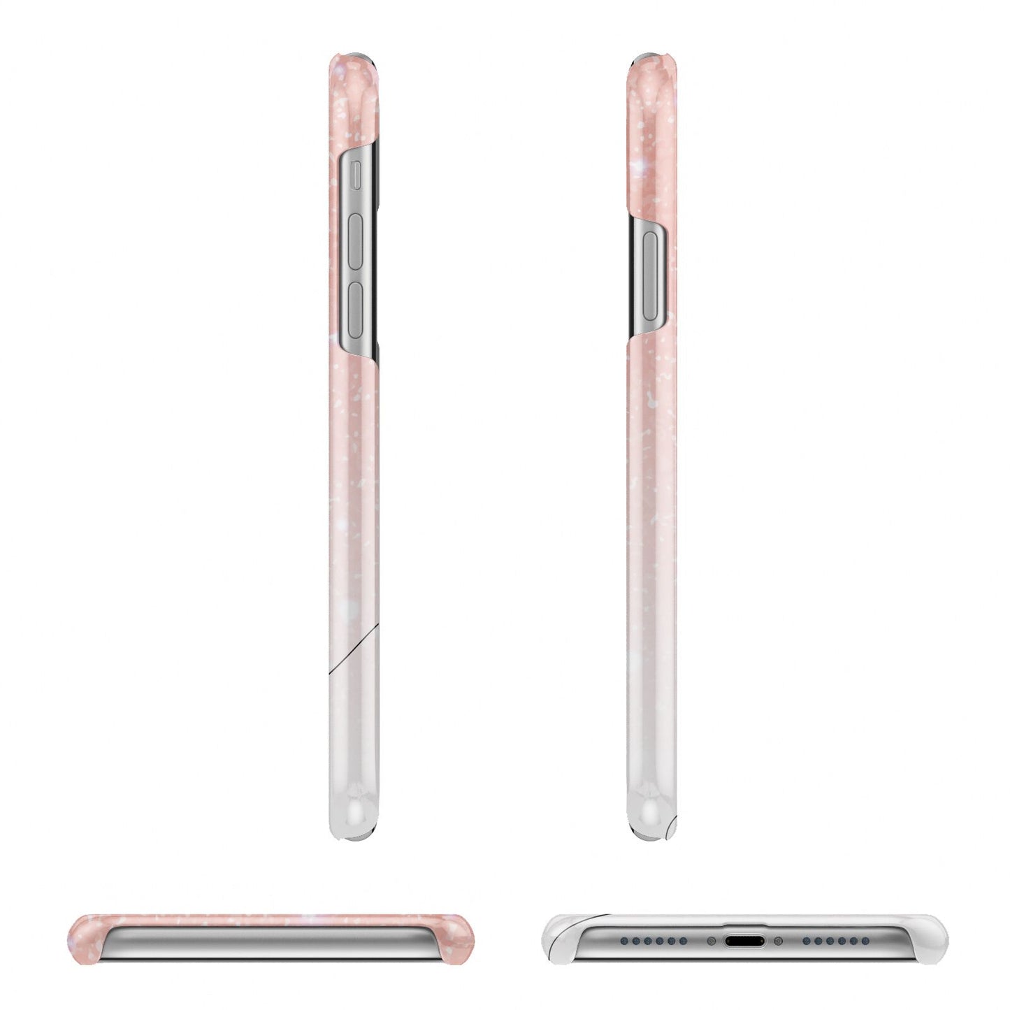 Personalised Pink Glitter Fade with Black Text Apple iPhone XR 3D Wrap Snap Case Angled Images on White Phone