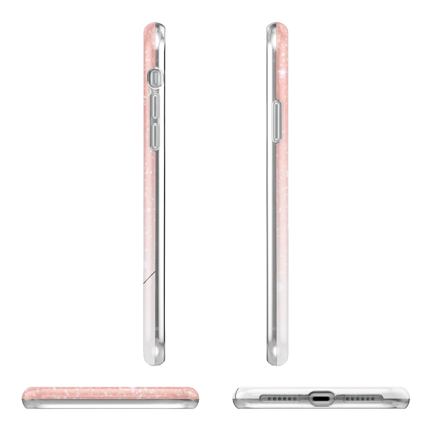 Personalised Pink Glitter Fade with Black Text Apple iPhone XR in White with 3D Wrap Tough Case Alternative Image Angles