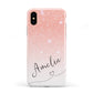 Personalised Pink Glitter Fade with Black Text Apple iPhone XS 3D Tough