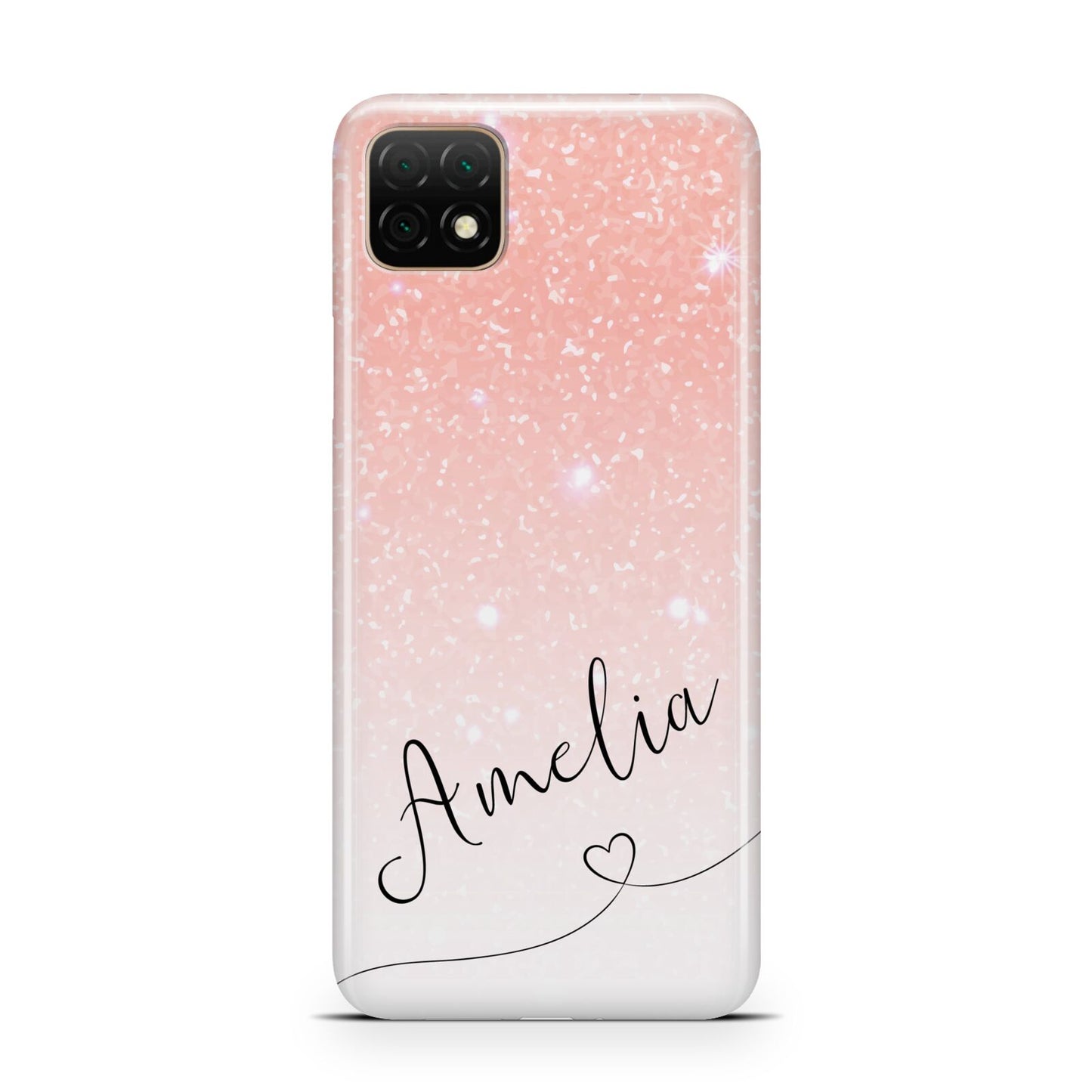 Personalised Pink Glitter Fade with Black Text Huawei Enjoy 20 Phone Case