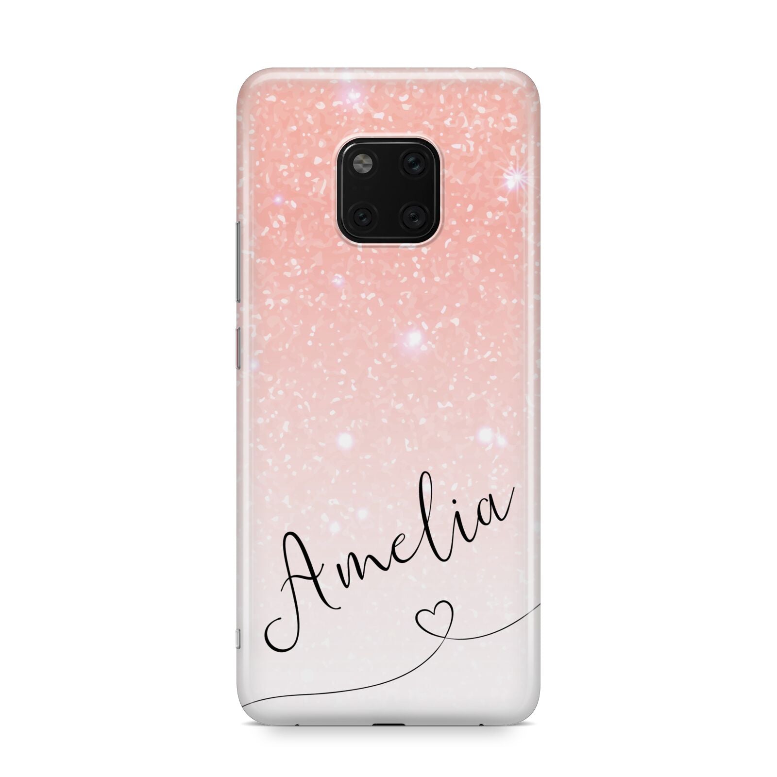 Personalised Pink Glitter Fade with Black Text Huawei Mate 20 Pro Phone Case