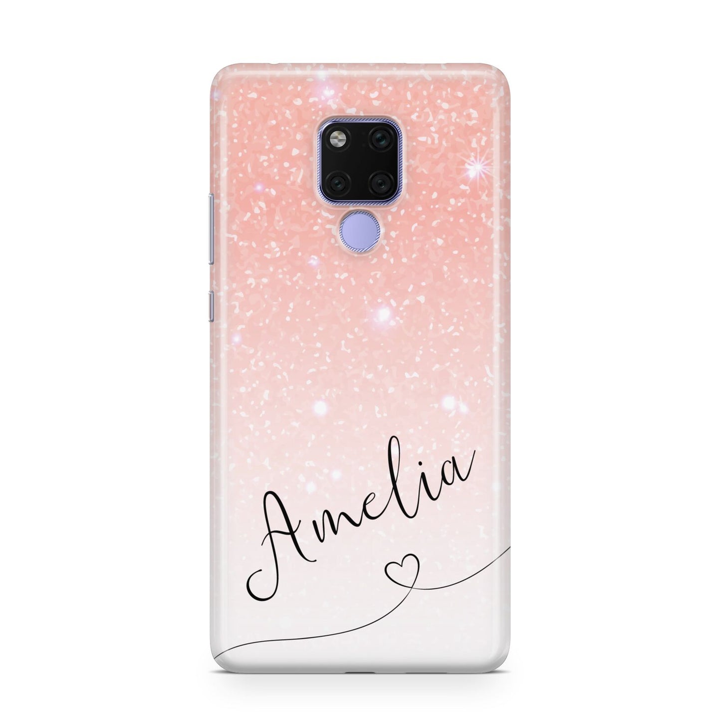 Personalised Pink Glitter Fade with Black Text Huawei Mate 20X Phone Case
