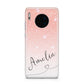 Personalised Pink Glitter Fade with Black Text Huawei Mate 30