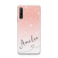Personalised Pink Glitter Fade with Black Text Huawei P Smart Pro 2019