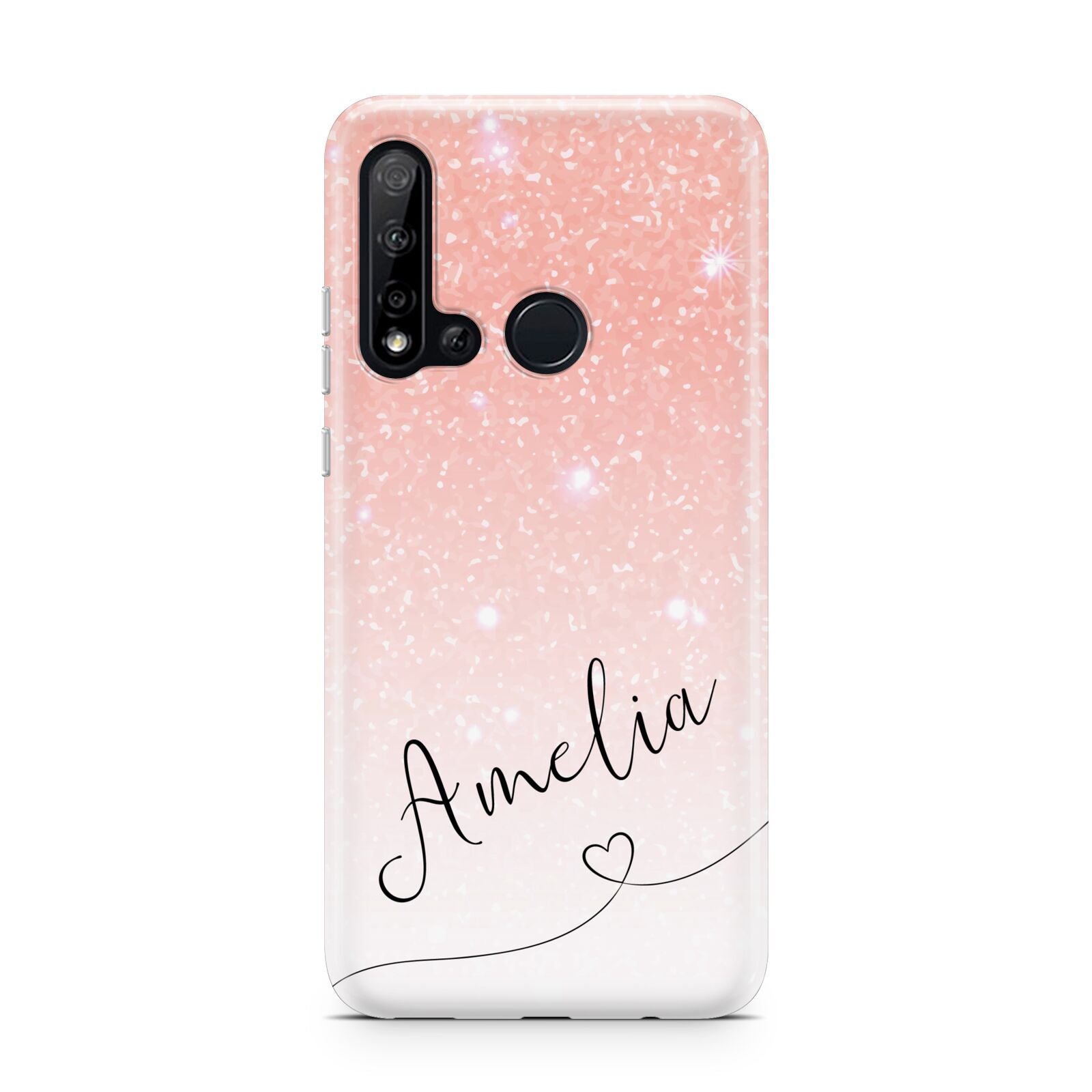 Personalised Pink Glitter Fade with Black Text Huawei P20 Lite 5G Phone Case