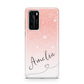 Personalised Pink Glitter Fade with Black Text Huawei P40 Phone Case