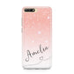 Personalised Pink Glitter Fade with Black Text Huawei Y6 2018