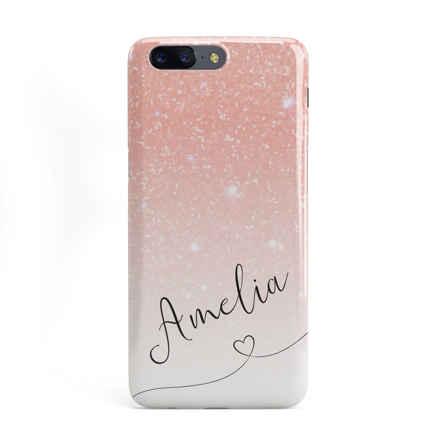 Personalised Pink Glitter Fade with Black Text OnePlus Case
