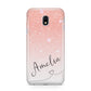 Personalised Pink Glitter Fade with Black Text Samsung Galaxy J3 2017 Case