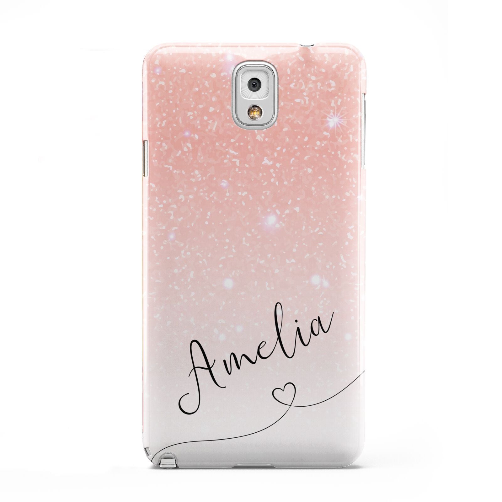 Personalised Pink Glitter Fade with Black Text Samsung Galaxy Note 3 Case