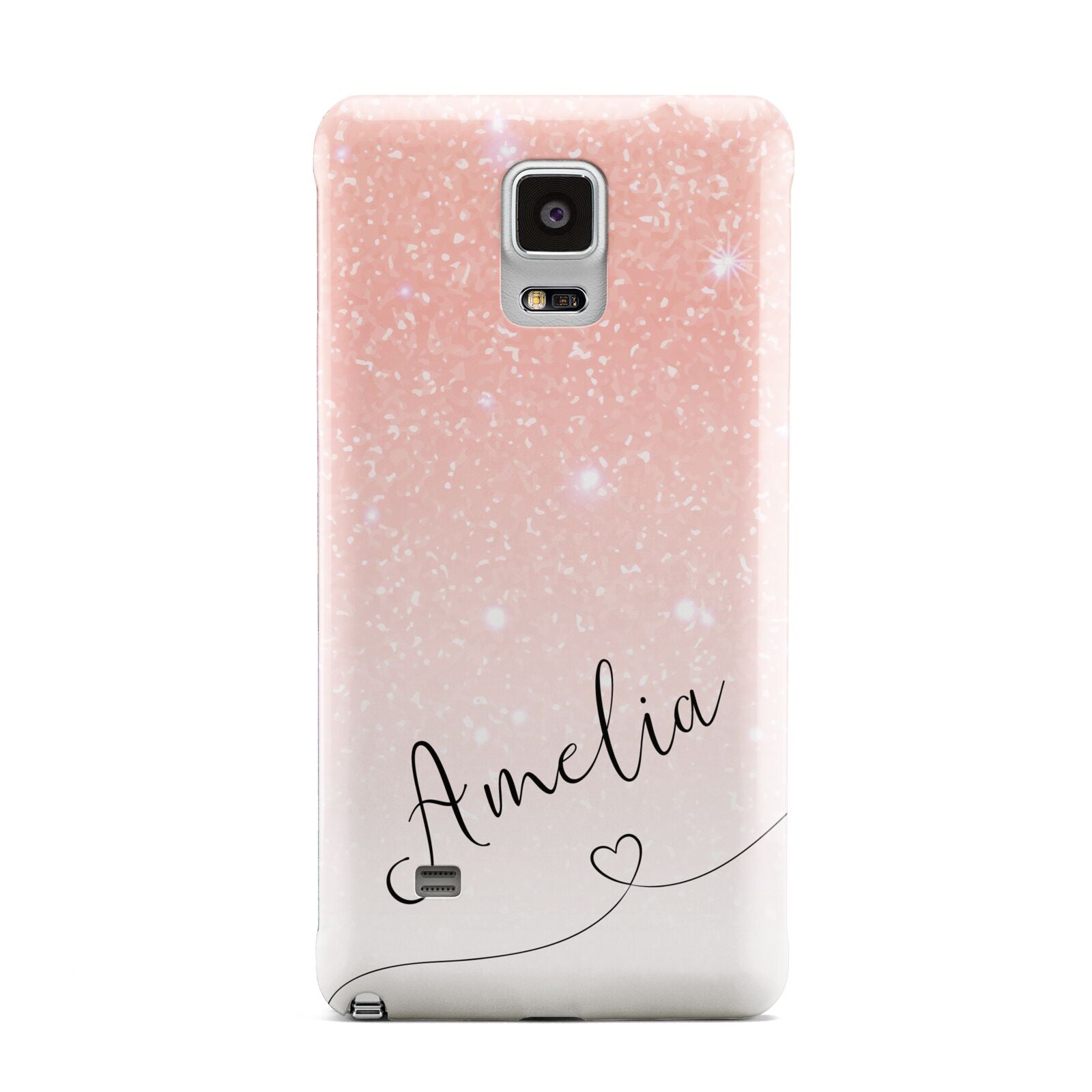 Personalised Pink Glitter Fade with Black Text Samsung Galaxy Note 4 Case