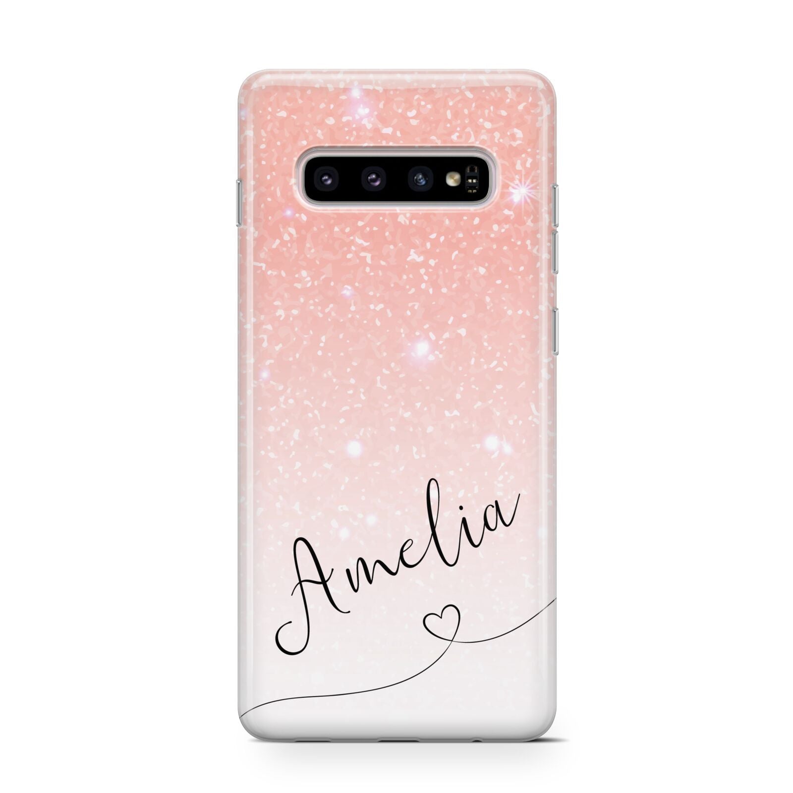 Personalised Pink Glitter Fade with Black Text Samsung Galaxy Case