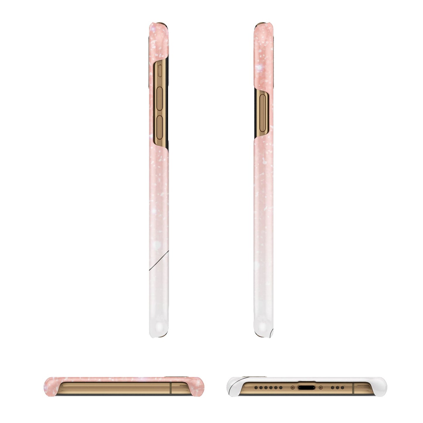 Personalised Pink Glitter Fade with Black Text iPhone 11 3D Snap Case Angle Images