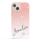 Personalised Pink Glitter Fade with Black Text iPhone 13 Full Wrap 3D Snap Case