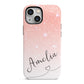 Personalised Pink Glitter Fade with Black Text iPhone 13 Mini Full Wrap 3D Tough Case