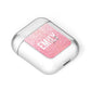 Personalised Pink Glitter White Name AirPods Case Laid Flat