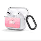 Personalised Pink Glitter White Name AirPods Clear Case 3rd Gen Side Image