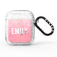 Personalised Pink Glitter White Name AirPods Glitter Case