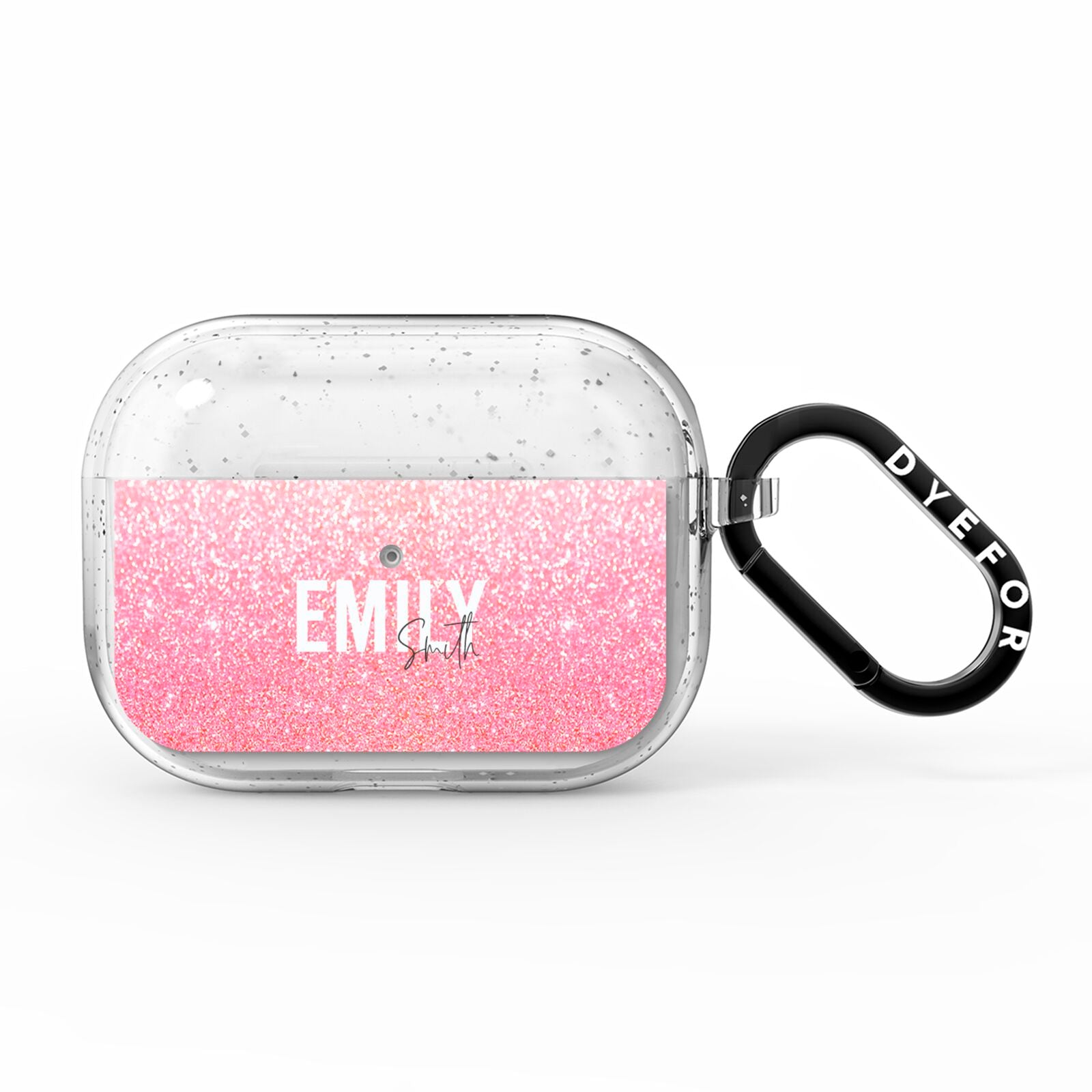 Personalised Pink Glitter White Name AirPods Pro Glitter Case